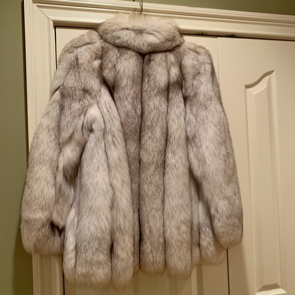 Vintage blue Fox fur jacket